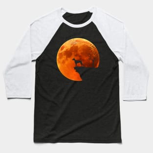 Doberman Pinscher And Moon Halloween Baseball T-Shirt